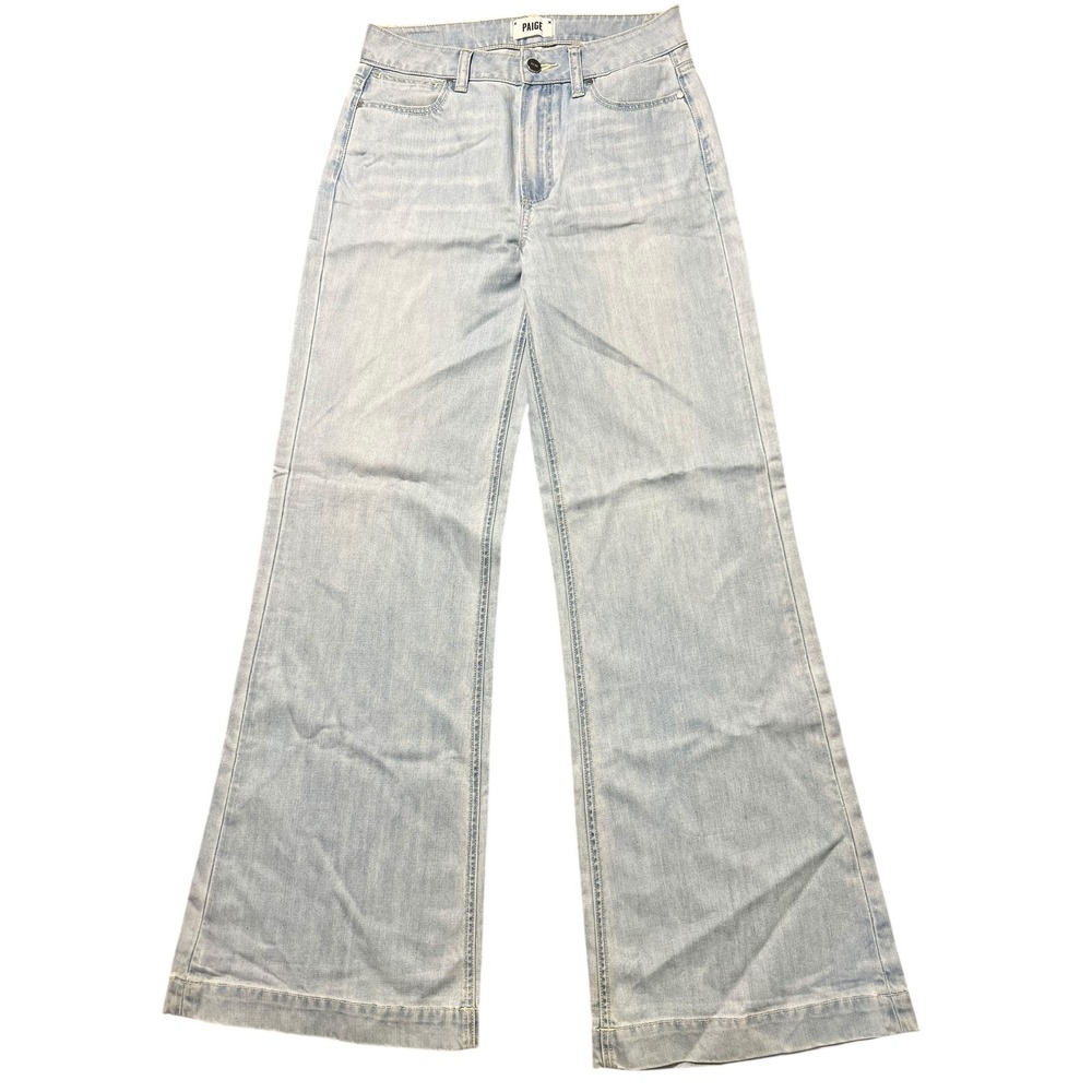 PAIGE Wide Leg Jeans Light Wash High Rise Denim Trouser Size 27W 33I Tall Flare